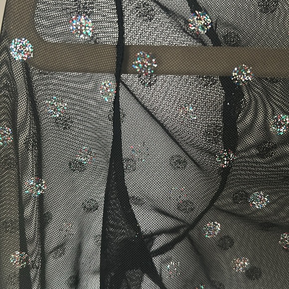 Top Shop mesh sheer polka dot sparkle top - Picture 4 of 6
